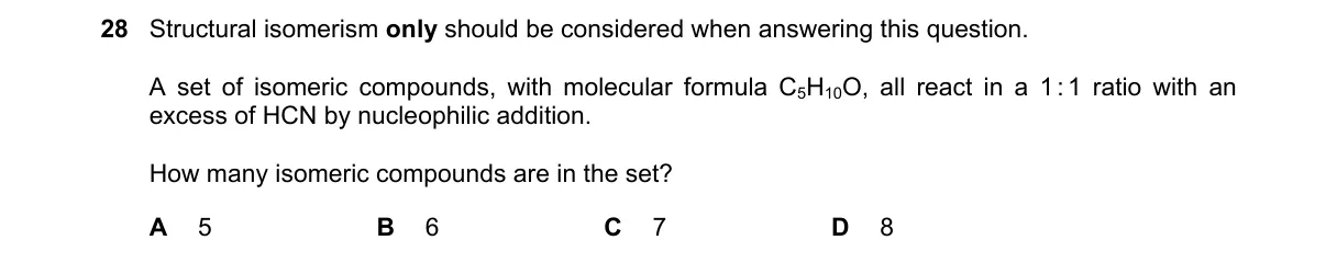 Question 28 from 9701/13/M/J/19