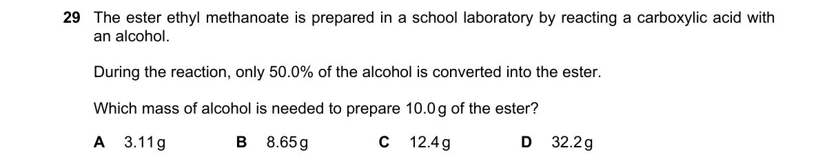 Question 29 from 9701/13/M/J/20