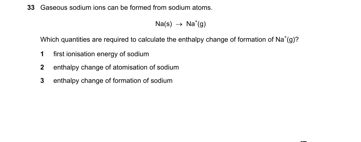 Question 33 from 9701/13/M/J/20