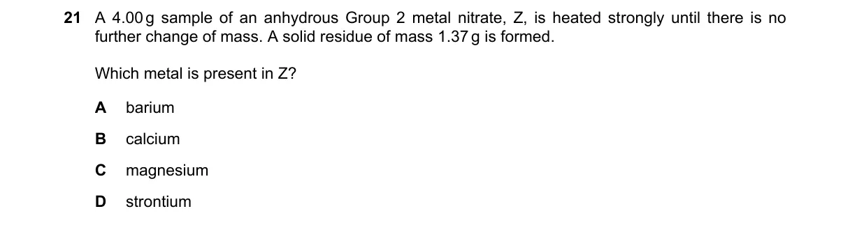 Question 21 from 9701/13/M/J/22