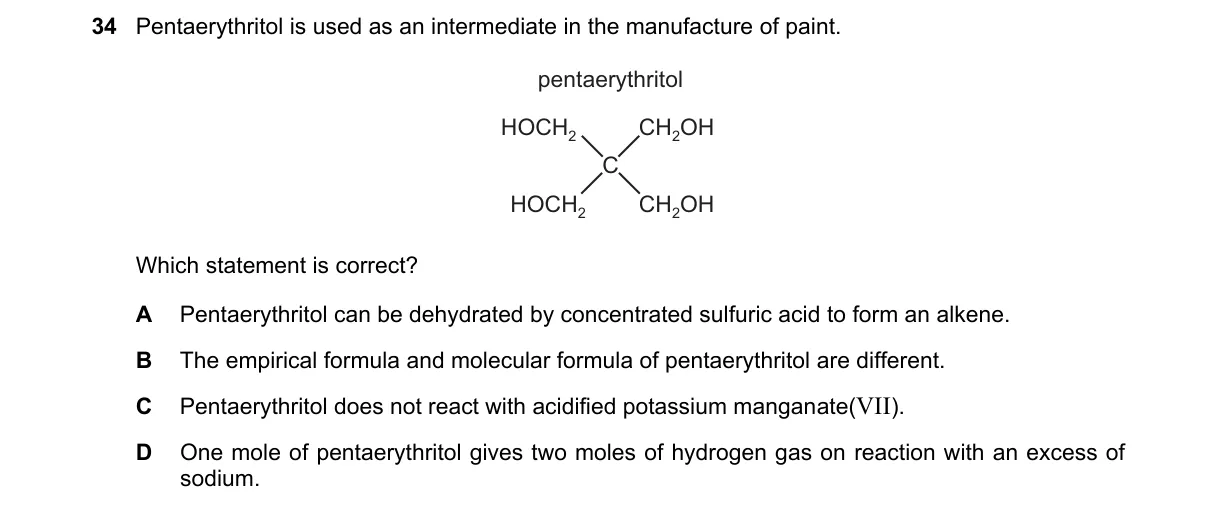 Question 34 from 9701/13/M/J/22
