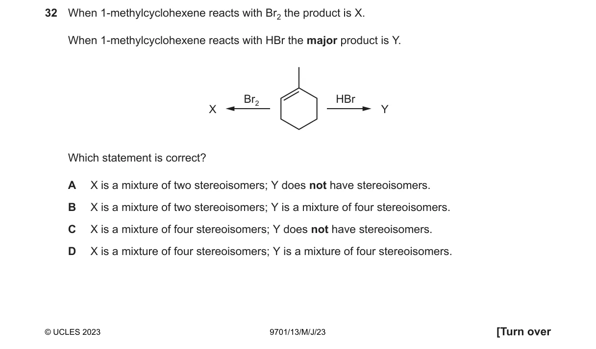 Question 32 from 9701/13/M/J/23