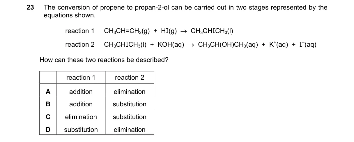 Question 23 from 9701/11/O/N/18