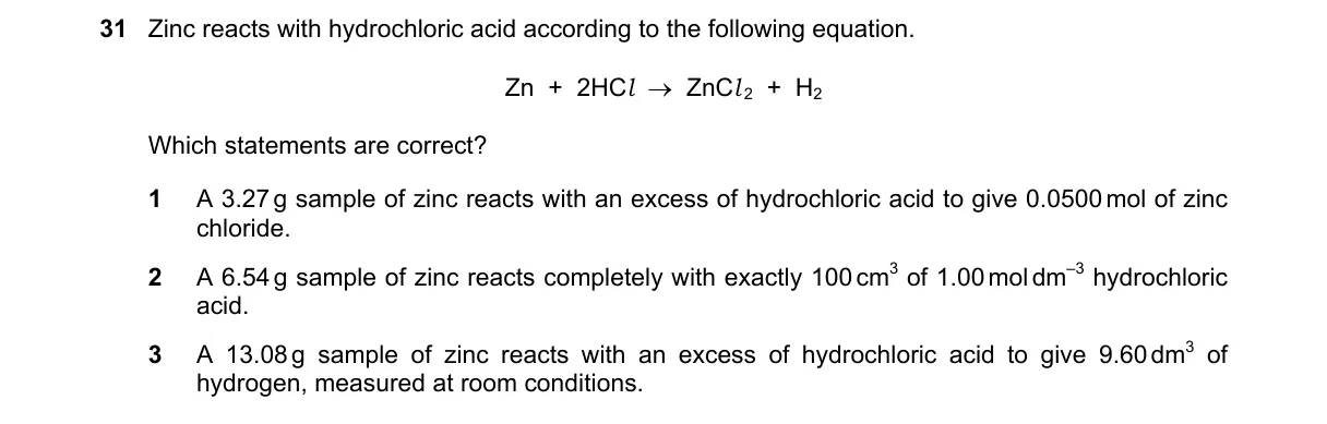 Question 31 from 9701/12/O/N/18