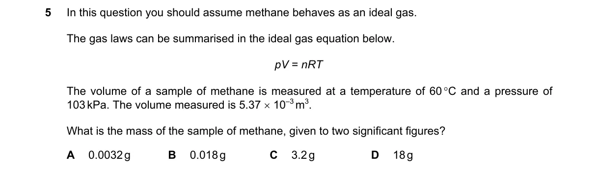 Question 5 from 9701/13/O/N/18