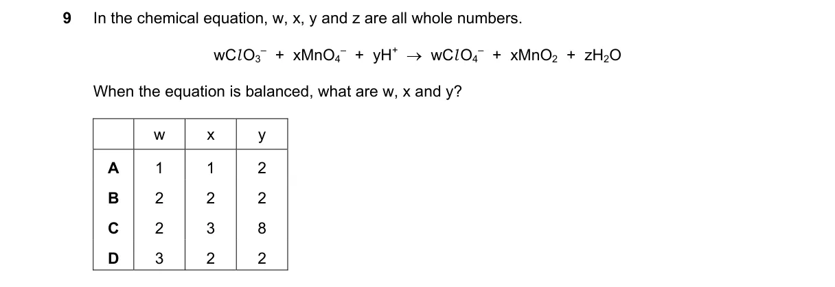 Question 9 from 9701/11/O/N/19