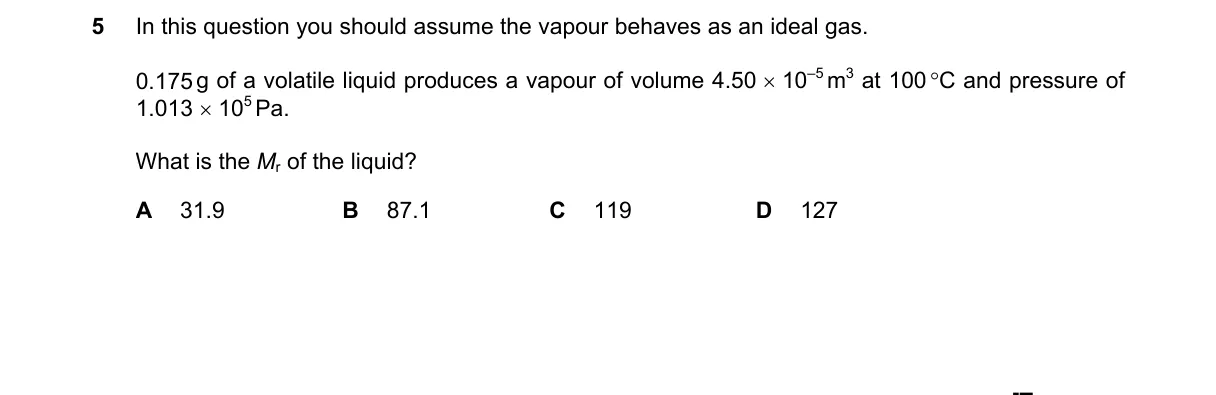 Question 5 from 9701/12/O/N/19