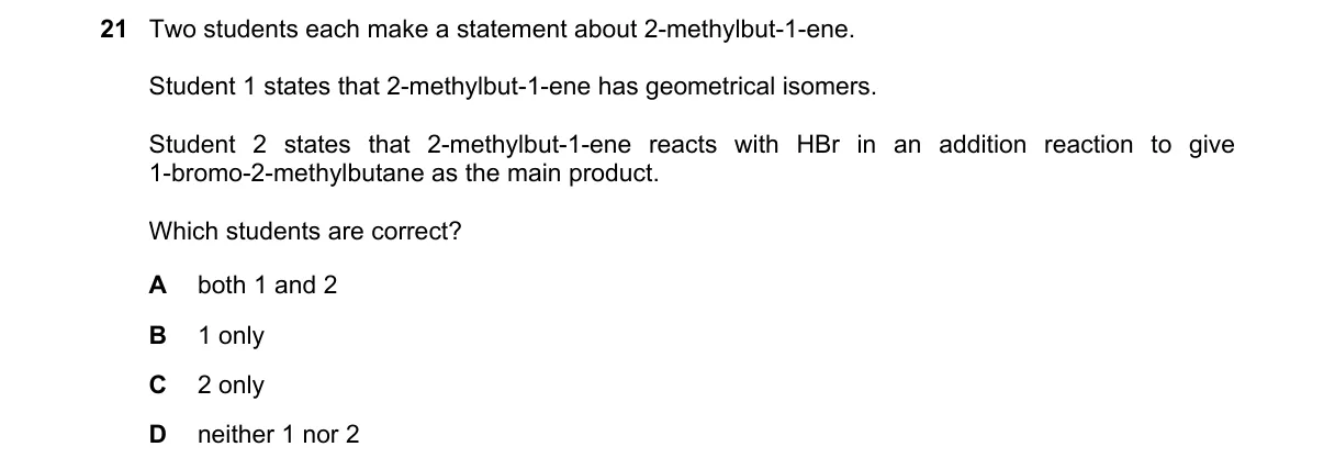 Question 21 from 9701/11/O/N/20