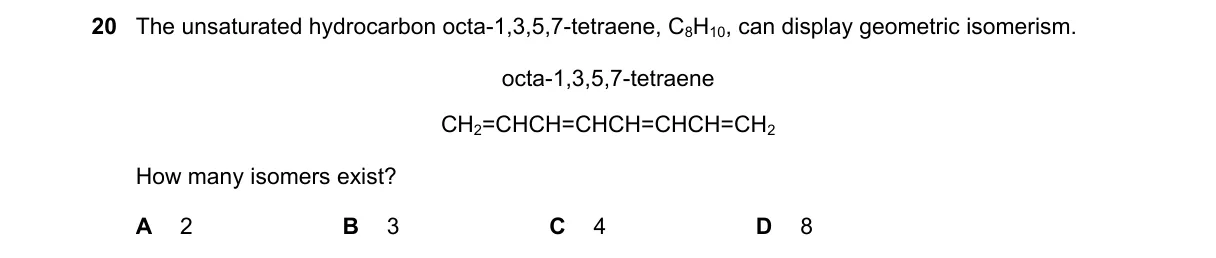 Question 20 from 9701/12/O/N/20