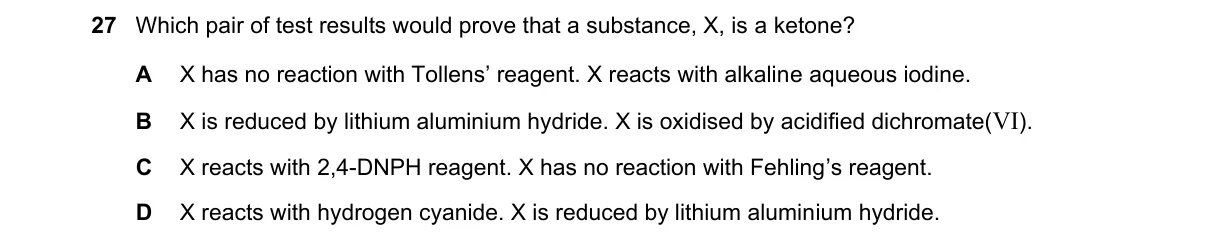 Question 27 from 9701/13/O/N/20