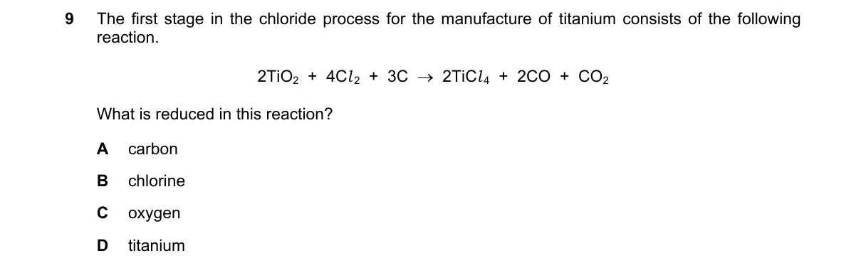 Question 9 from 9701/13/O/N/20
