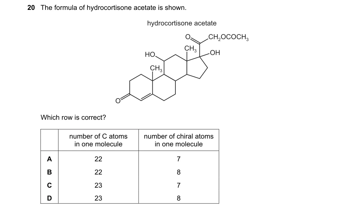 Question 20 from 9701/12/O/N/21