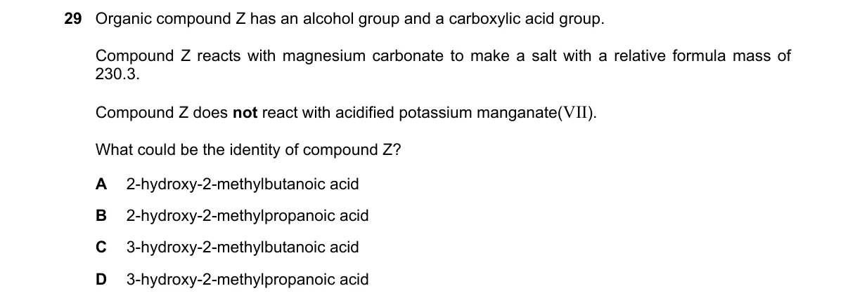 Question 29 from 9701/12/O/N/21