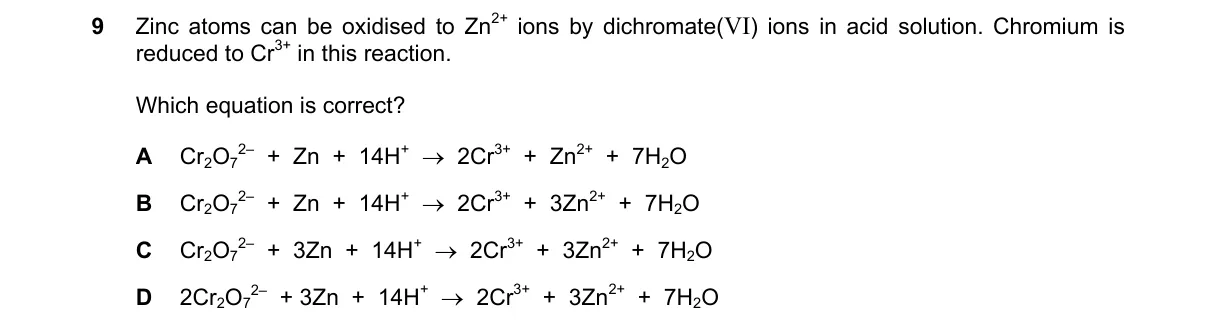 Question 9 from 9701/13/O/N/21