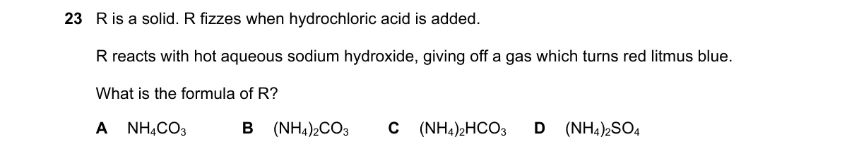 Question 23 from 9701/12/O/N/22