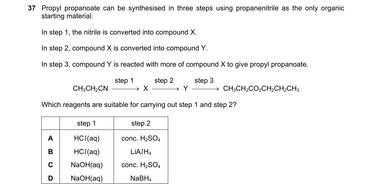 Question 37 from 9701/12/O/N/22