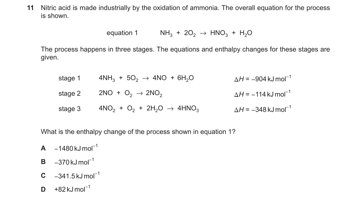 Question 11 from 9701/12/O/N/23