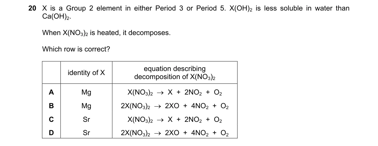 Question 20 from 9701/12/O/N/24