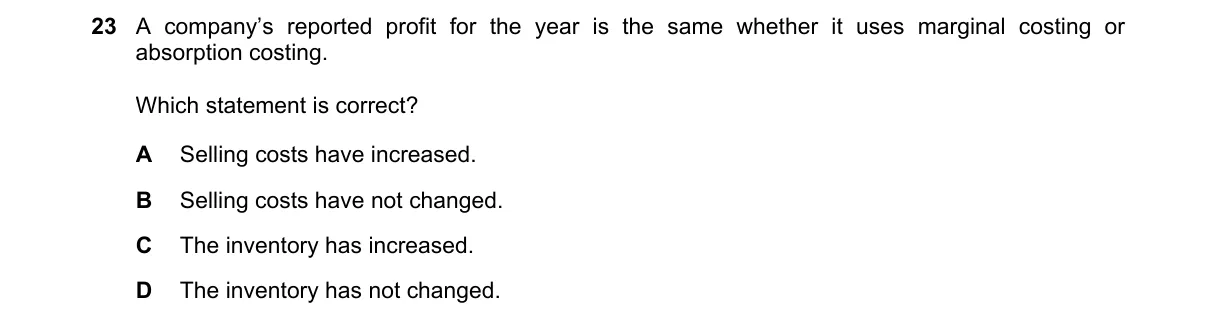 Question 23 from 9706/11/O/N/19