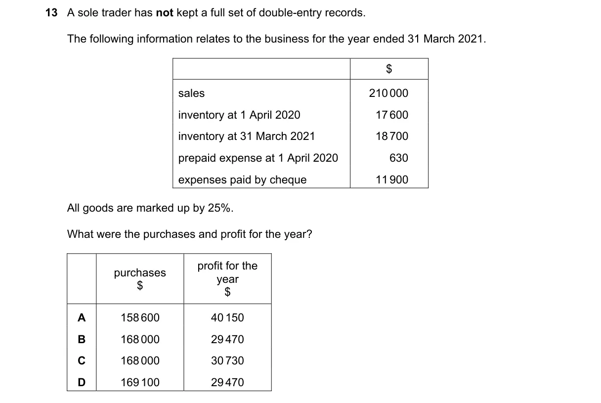 Question 13 from 9706/12/O/N/21