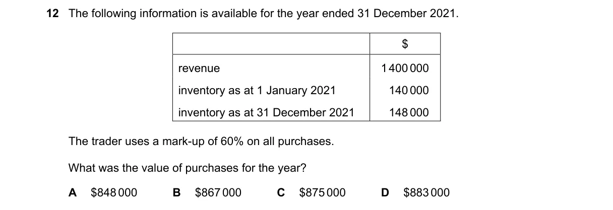 Question 12 from 9706/11/O/N/22