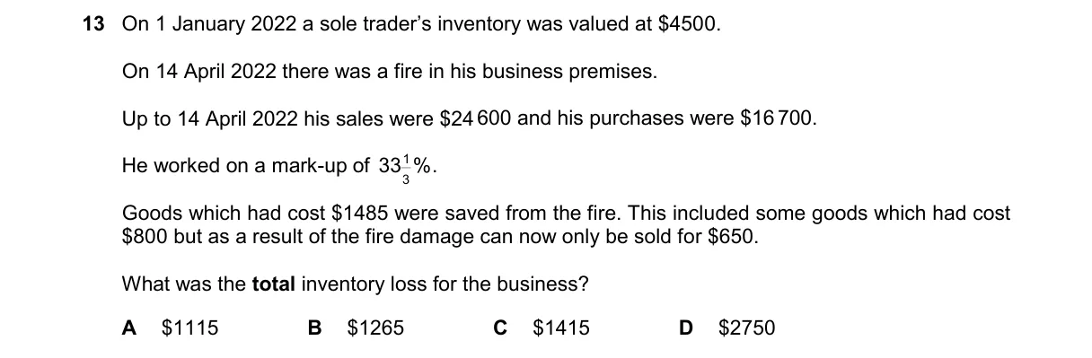 Question 13 from 9706/13/O/N/22