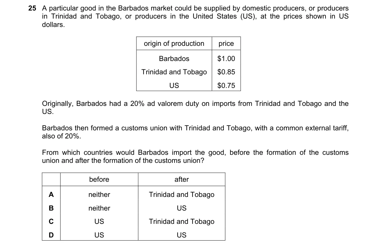 Question 25 from 9708/13/M/J/18