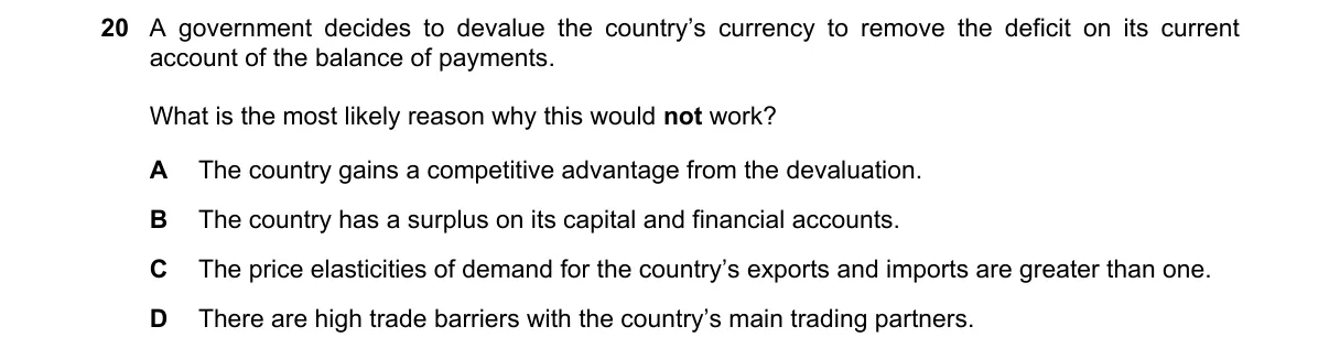 Question 20 from 9708/13/M/J/20