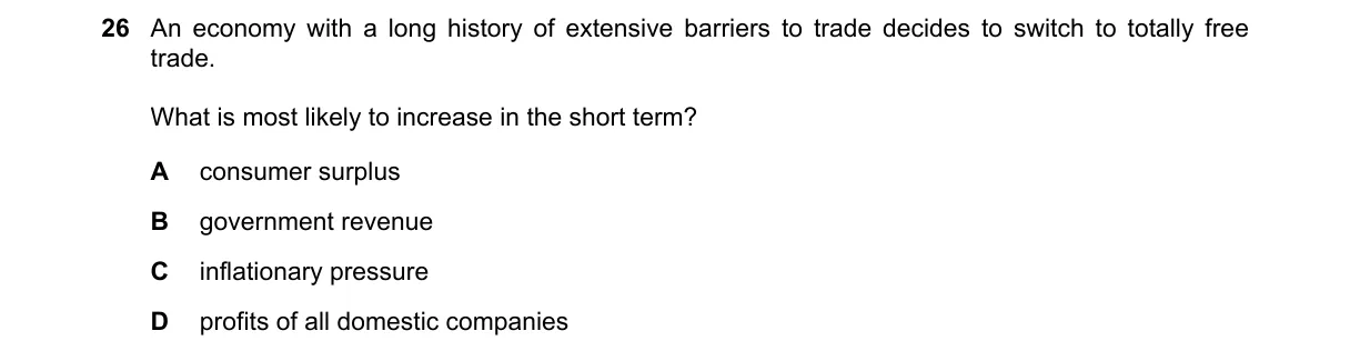 Question 26 from 9708/13/M/J/20