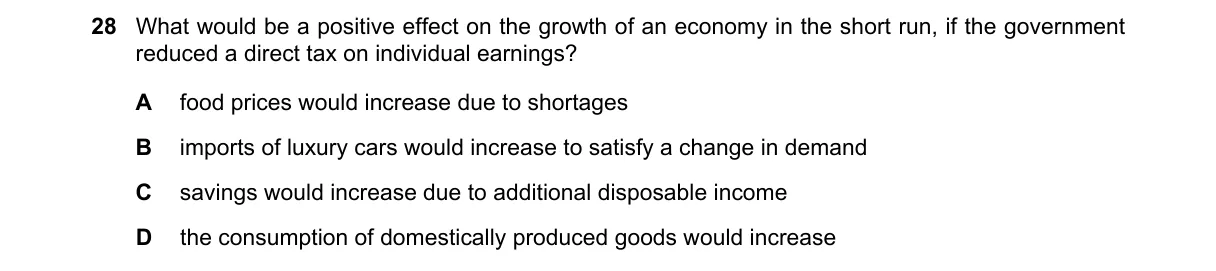 Question 28 from 9708/13/M/J/20