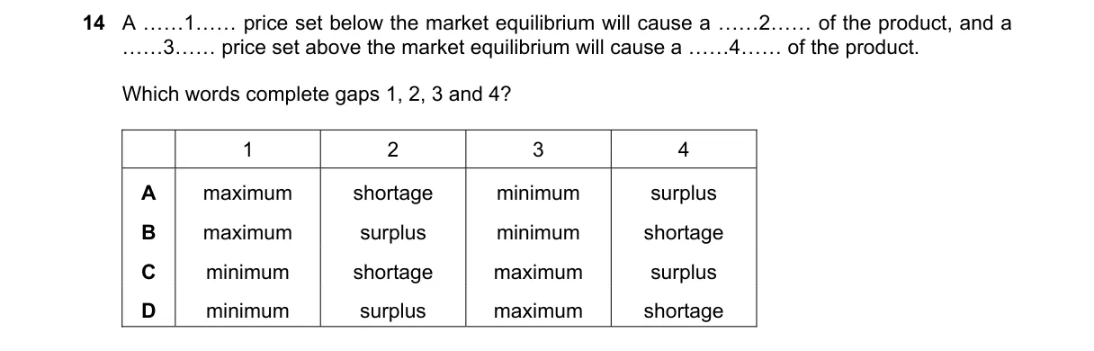 Question 14 from 9708/13/O/N/18