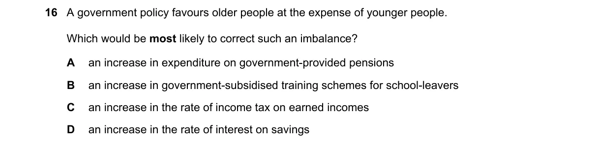 Question 16 from 9708/11/O/N/19